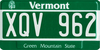 VT license plate XQV962