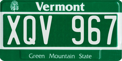 VT license plate XQV967