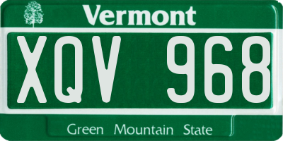 VT license plate XQV968