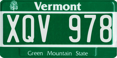 VT license plate XQV978