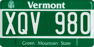 VT license plate XQV980