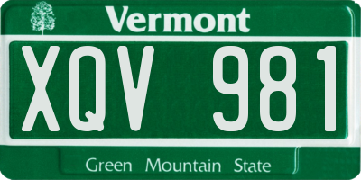 VT license plate XQV981