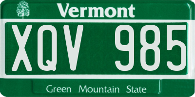 VT license plate XQV985
