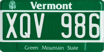 VT license plate XQV986