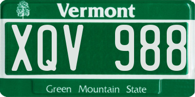 VT license plate XQV988