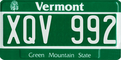 VT license plate XQV992