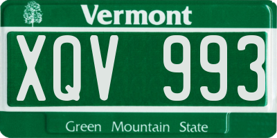 VT license plate XQV993