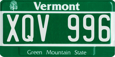 VT license plate XQV996