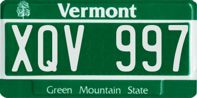 VT license plate XQV997
