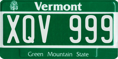 VT license plate XQV999