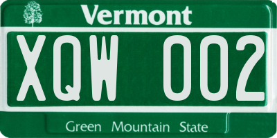 VT license plate XQW002