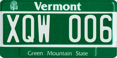 VT license plate XQW006