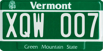 VT license plate XQW007