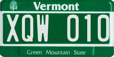 VT license plate XQW010
