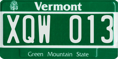 VT license plate XQW013
