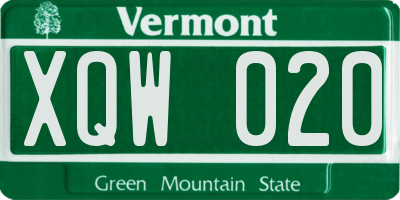VT license plate XQW020