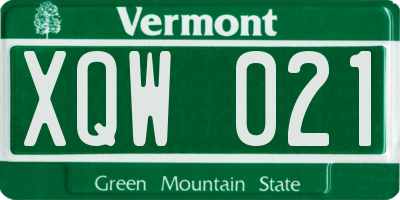 VT license plate XQW021