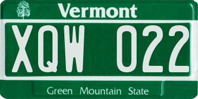 VT license plate XQW022