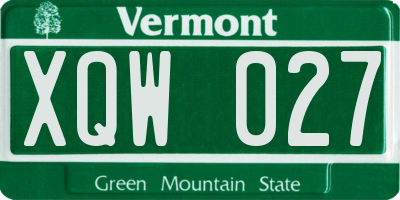 VT license plate XQW027