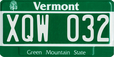 VT license plate XQW032