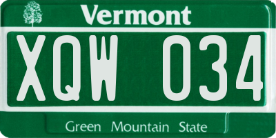 VT license plate XQW034