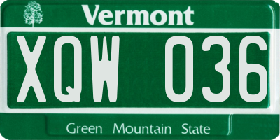 VT license plate XQW036