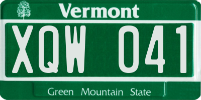VT license plate XQW041