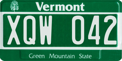 VT license plate XQW042