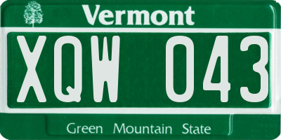 VT license plate XQW043