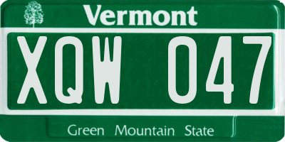 VT license plate XQW047