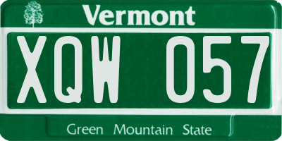 VT license plate XQW057