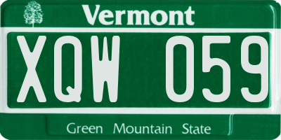 VT license plate XQW059