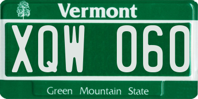 VT license plate XQW060