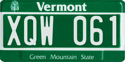 VT license plate XQW061