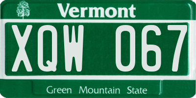 VT license plate XQW067