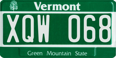 VT license plate XQW068