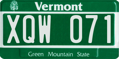 VT license plate XQW071