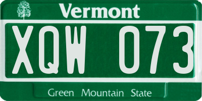 VT license plate XQW073