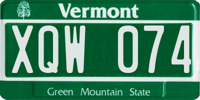 VT license plate XQW074