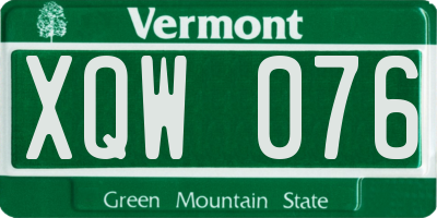 VT license plate XQW076