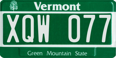 VT license plate XQW077