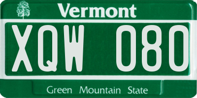 VT license plate XQW080