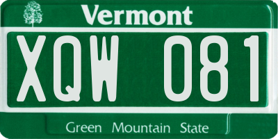 VT license plate XQW081