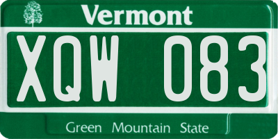 VT license plate XQW083