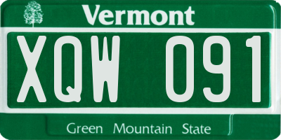VT license plate XQW091
