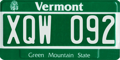VT license plate XQW092