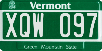VT license plate XQW097