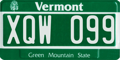 VT license plate XQW099