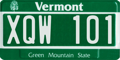 VT license plate XQW101