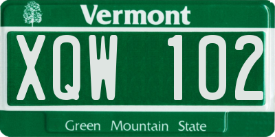 VT license plate XQW102